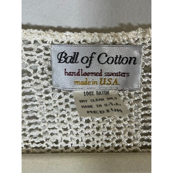 Bell of Cotton Top Women M Beige Beach Cottagecore Boho Sweater Striped 80s - Picture 2 of 10